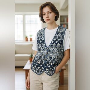 Life Style vintage Blue Denim vest size 1X